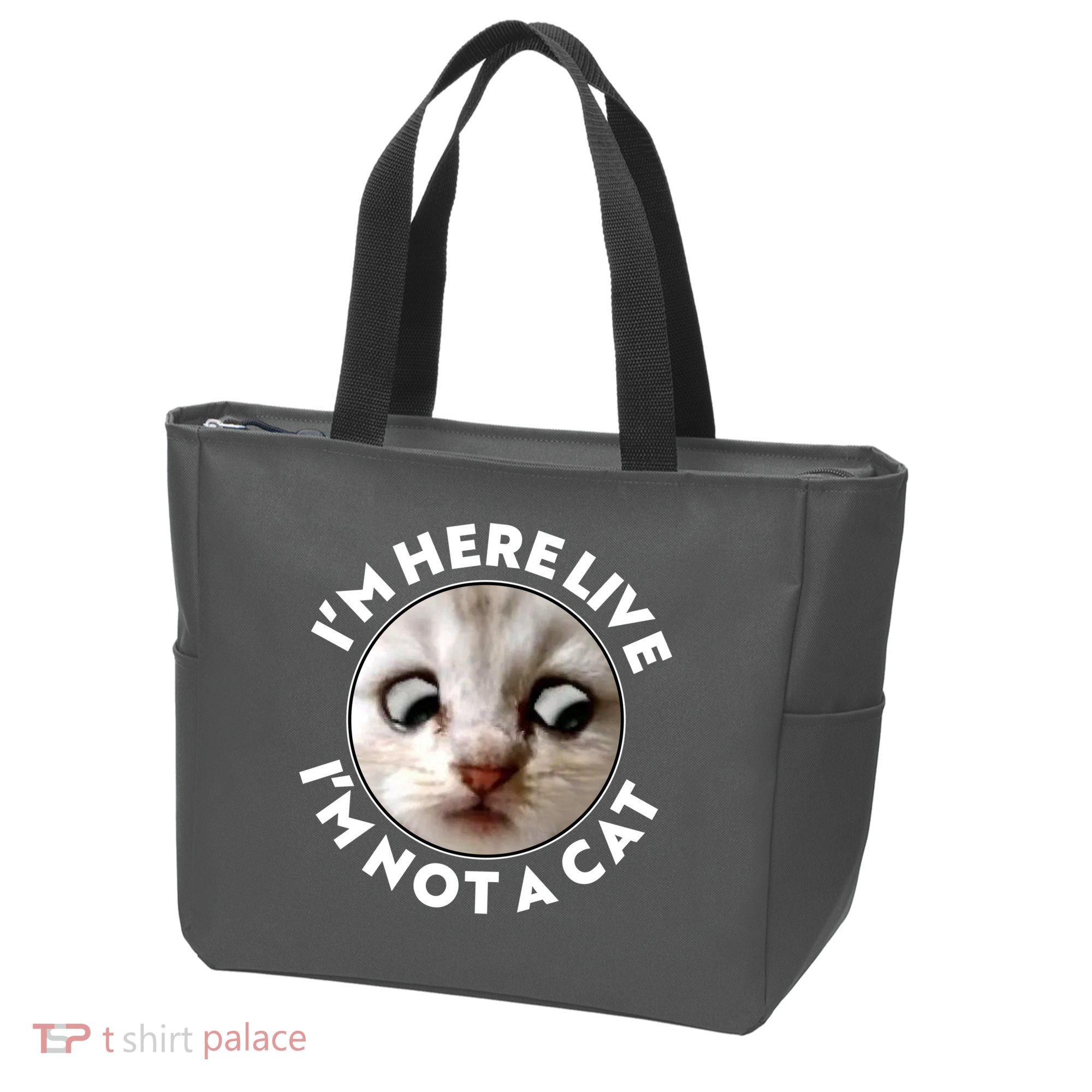 Funny Zoom Lawyer Cat Meme I'm Here Live I'm Not A Cat Tote Bag