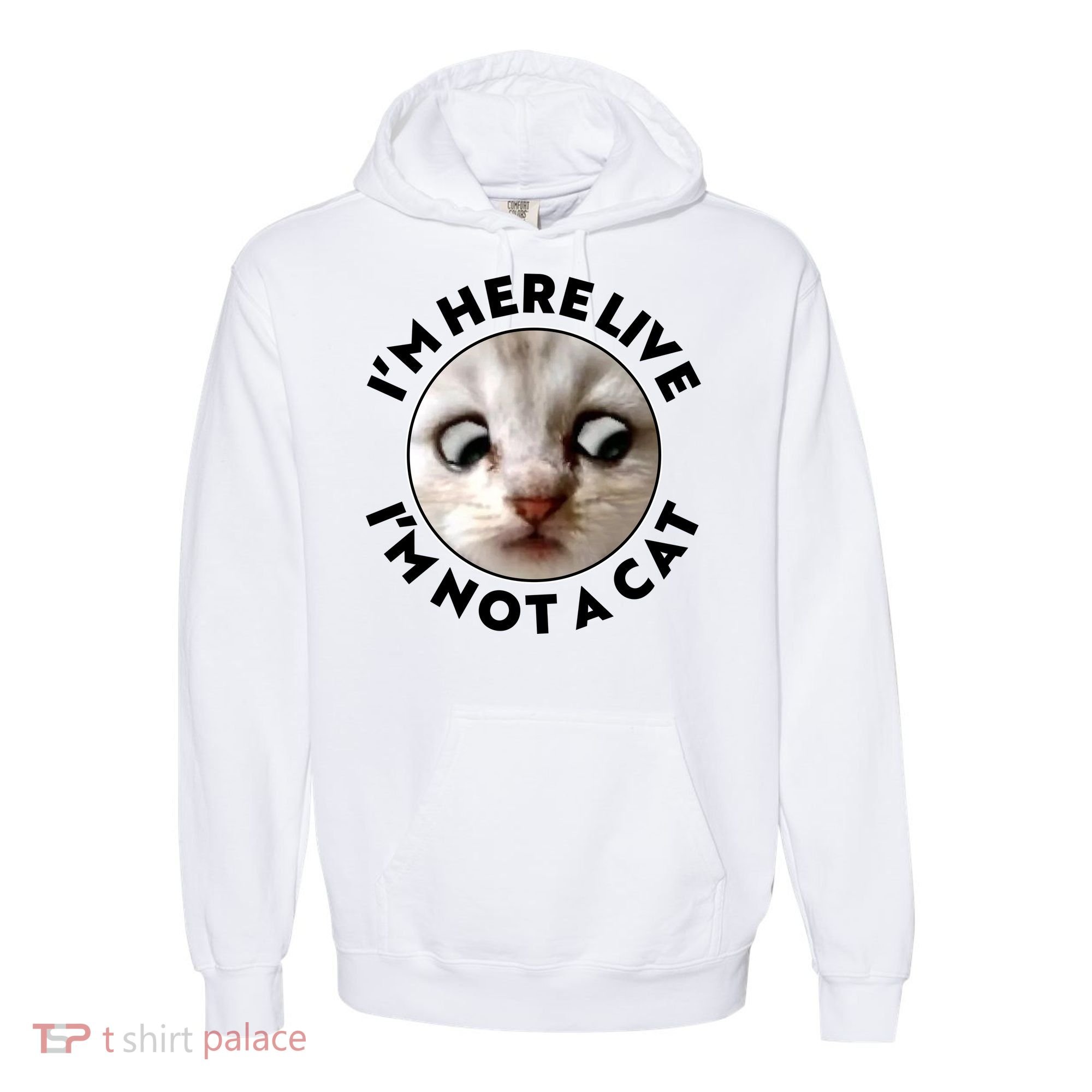 Funny Zoom Lawyer Cat Meme I'm Here Live I'm Not A Cat Comfort Colors Garment-Dyed Hooded Sweatshirt