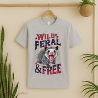 Funny Unhinged Opossum Wild Feral & Free Possum 4th Of July T-Shirt thumb 2