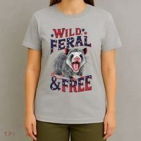 Funny Unhinged Opossum Wild Feral & Free Possum 4th Of July T-Shirt thumb 4