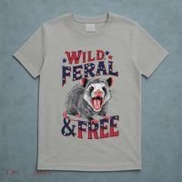 Funny Unhinged Opossum Wild Feral & Free Possum 4th Of July T-Shirt thumb 5