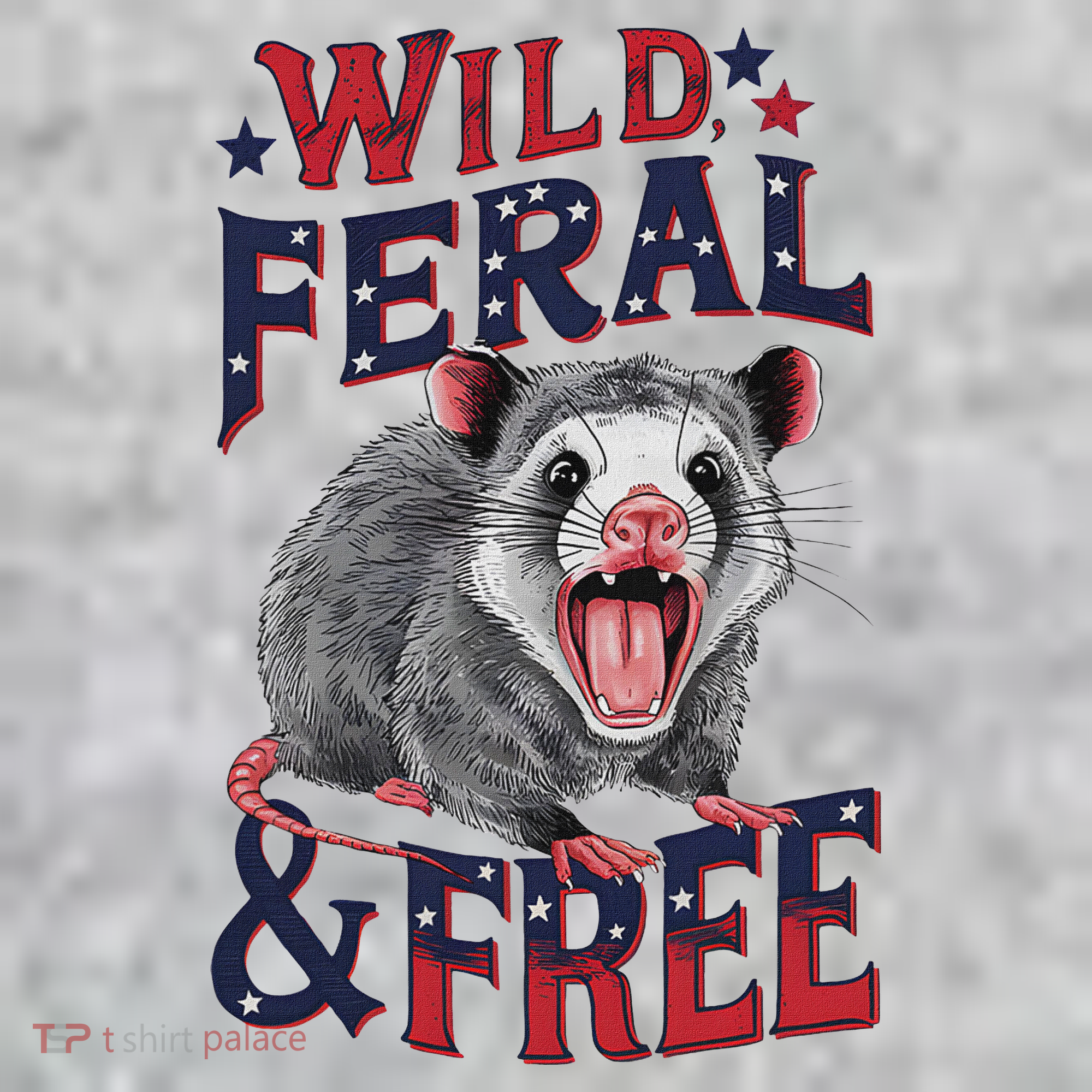 Funny Unhinged Opossum Wild Feral & Free Possum 4th Of July T-Shirt