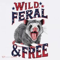 Funny Unhinged Opossum Wild Feral & Free Possum 4th Of July Women's Hoodie thumb 2