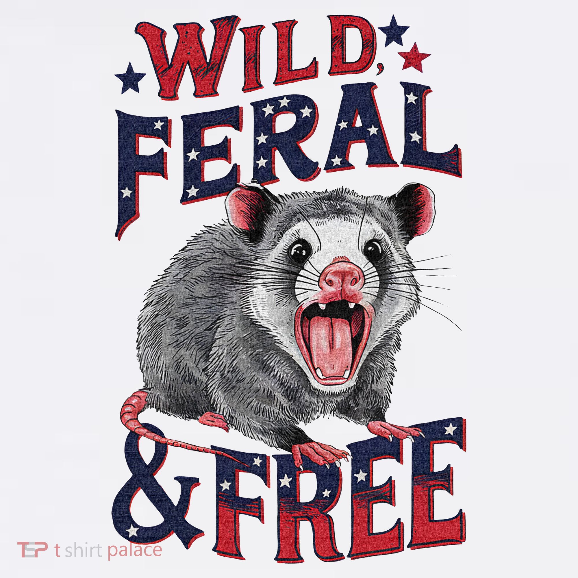 Funny Unhinged Opossum Wild Feral & Free Possum 4th Of July Women's Tank Top
