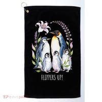 Flippers Up Penguins Resist Tariffs Golf Towel thumb 0