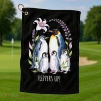 Flippers Up Penguins Resist Tariffs Golf Towel thumb 1