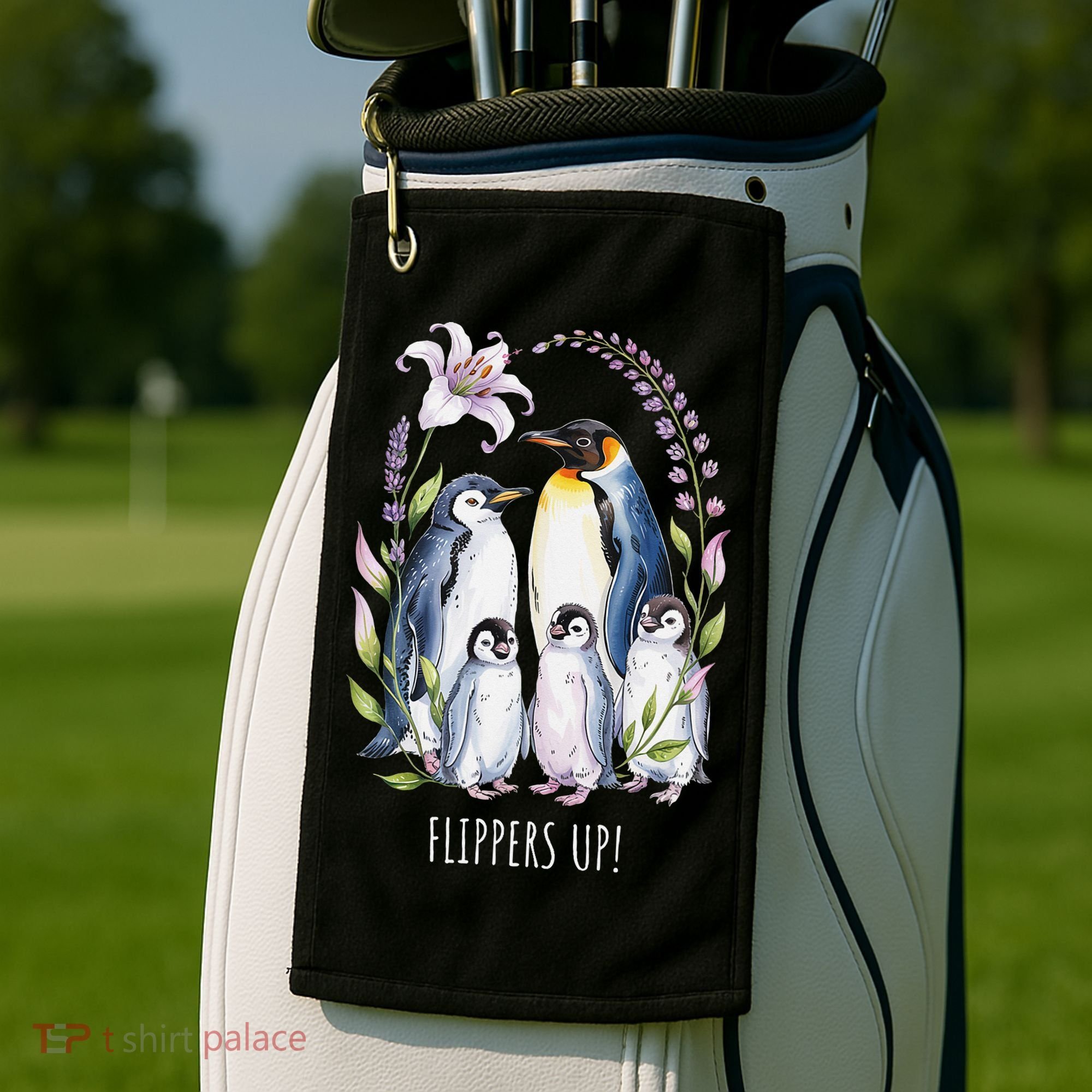 Flippers Up Penguins Resist Tariffs Golf Towel