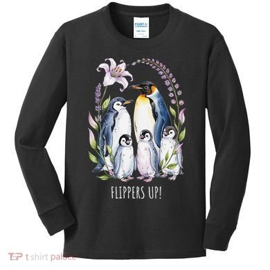 Flippers Up Penguins Resist Tariffs Kids Long Sleeve Shirt