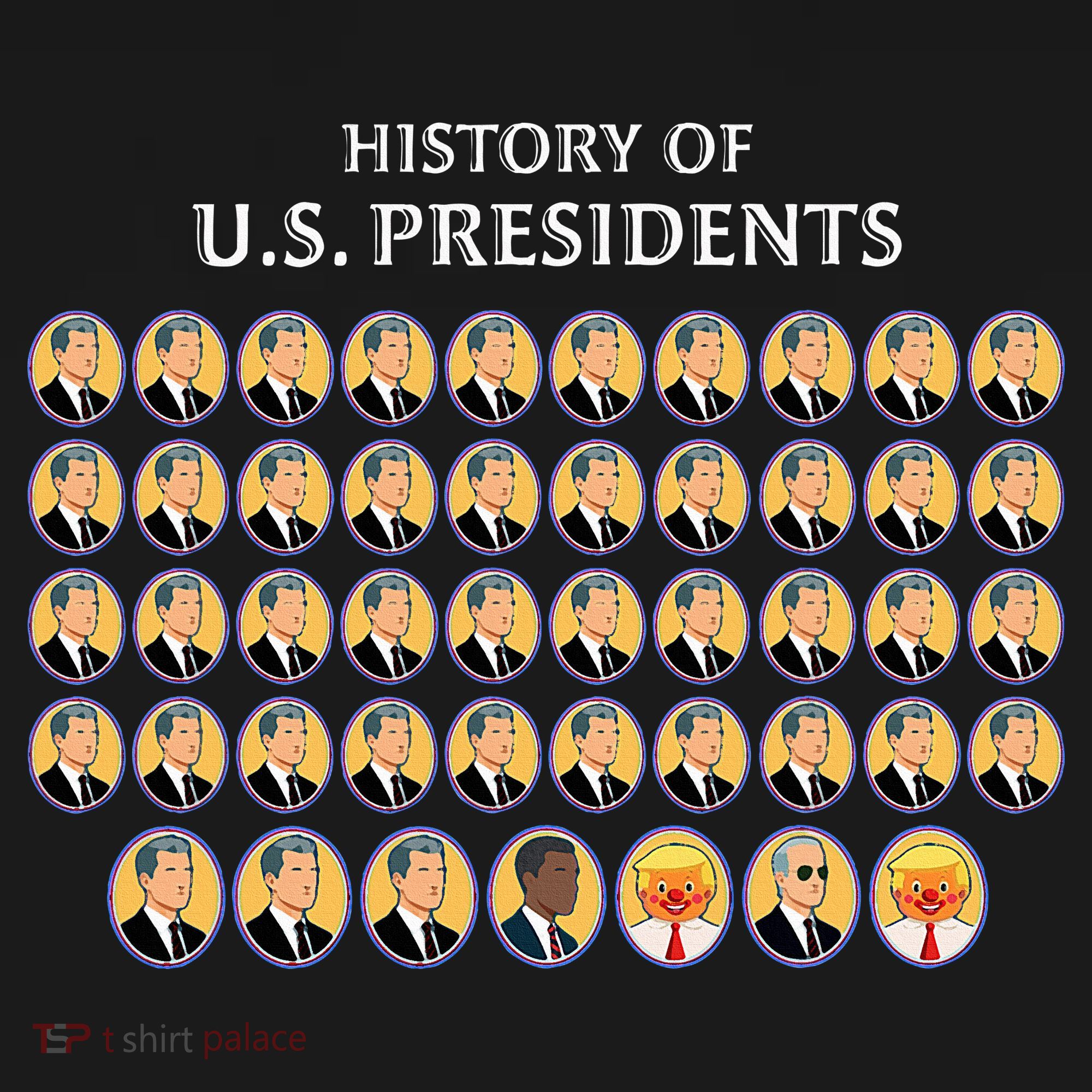 Funny Us Presidents History 1 T0 47 Trump Clown Caricature Women's Tank Top