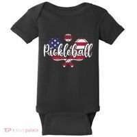Funny Usa Pickleball Pickleball Player Paddleball Lover Baby Bodysuit thumb 0