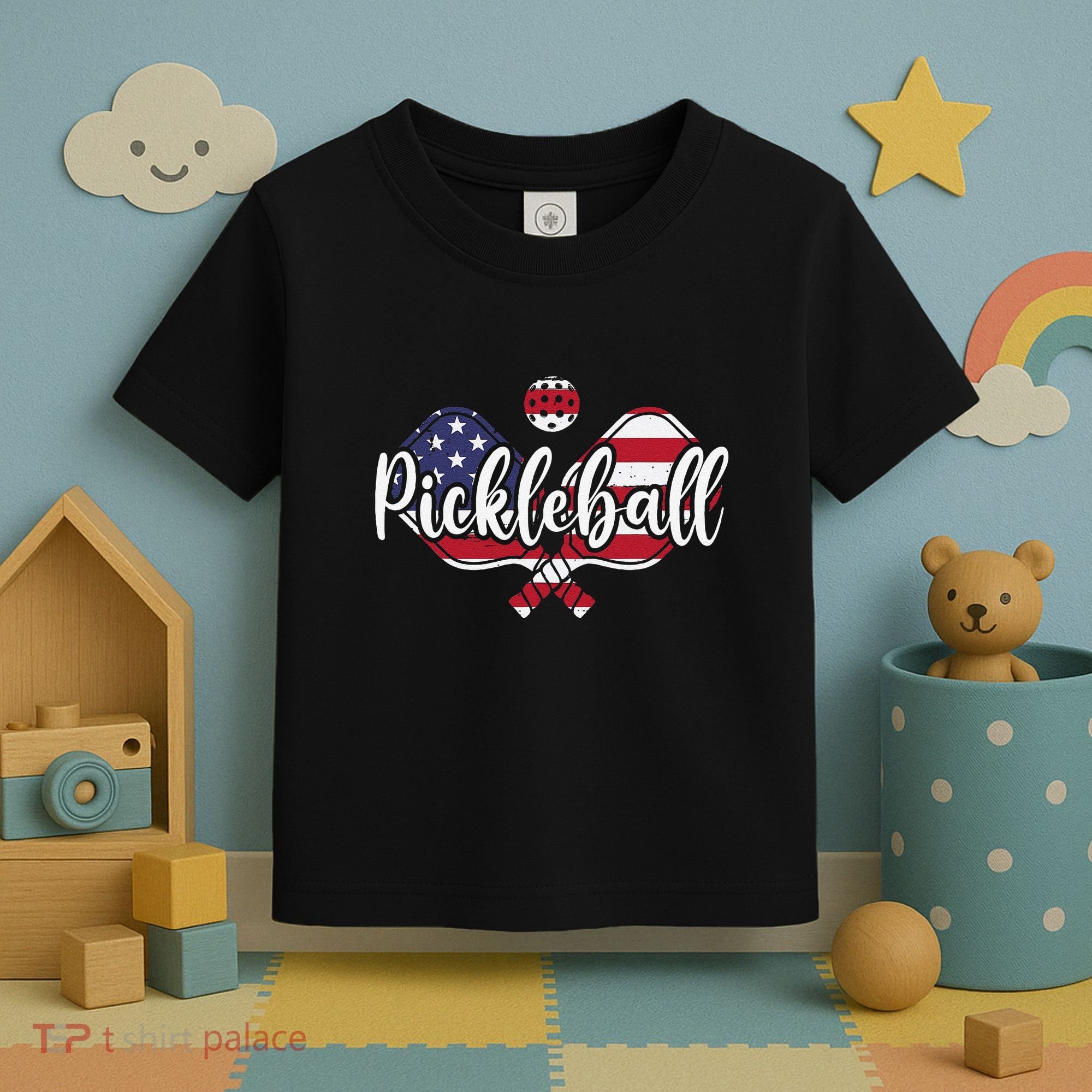 Funny Usa Pickleball Pickleball Player Paddleball Lover Toddler T-Shirt