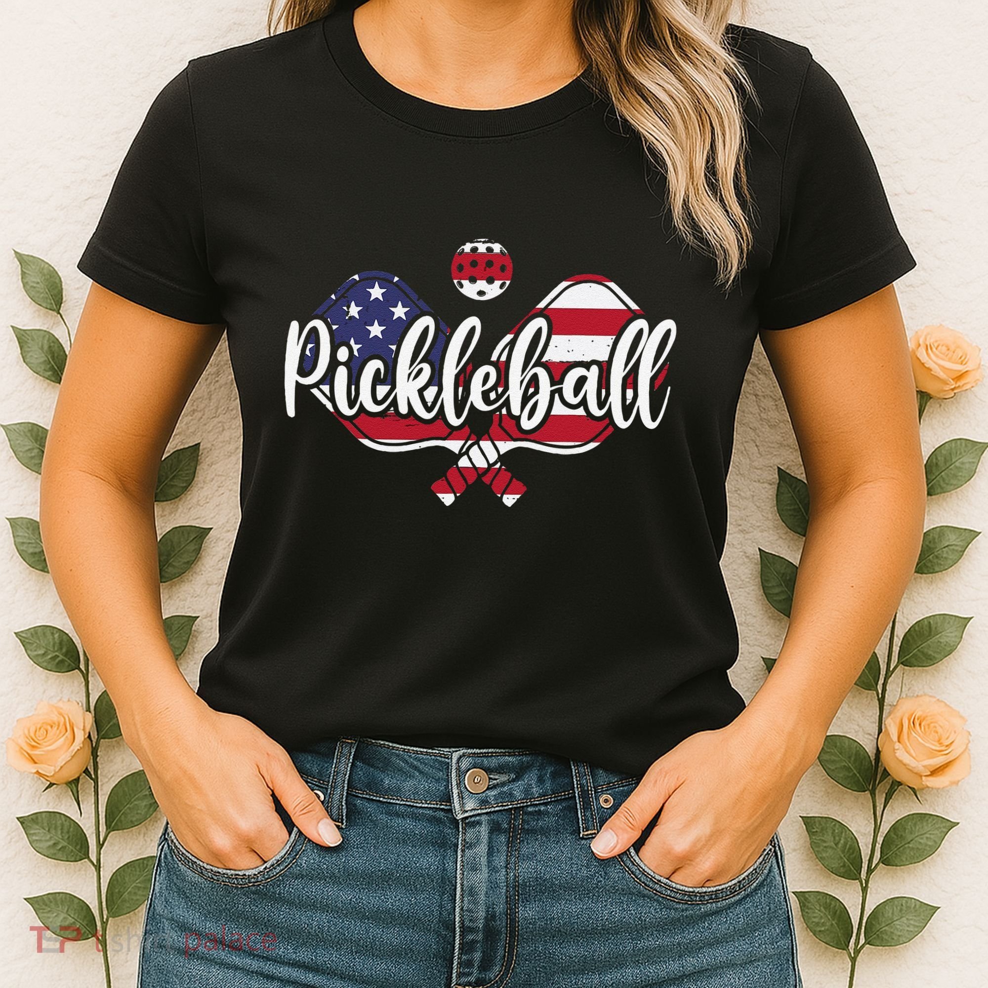 Funny Usa Pickleball Pickleball Player Paddleball Lover Women's T-Shirt