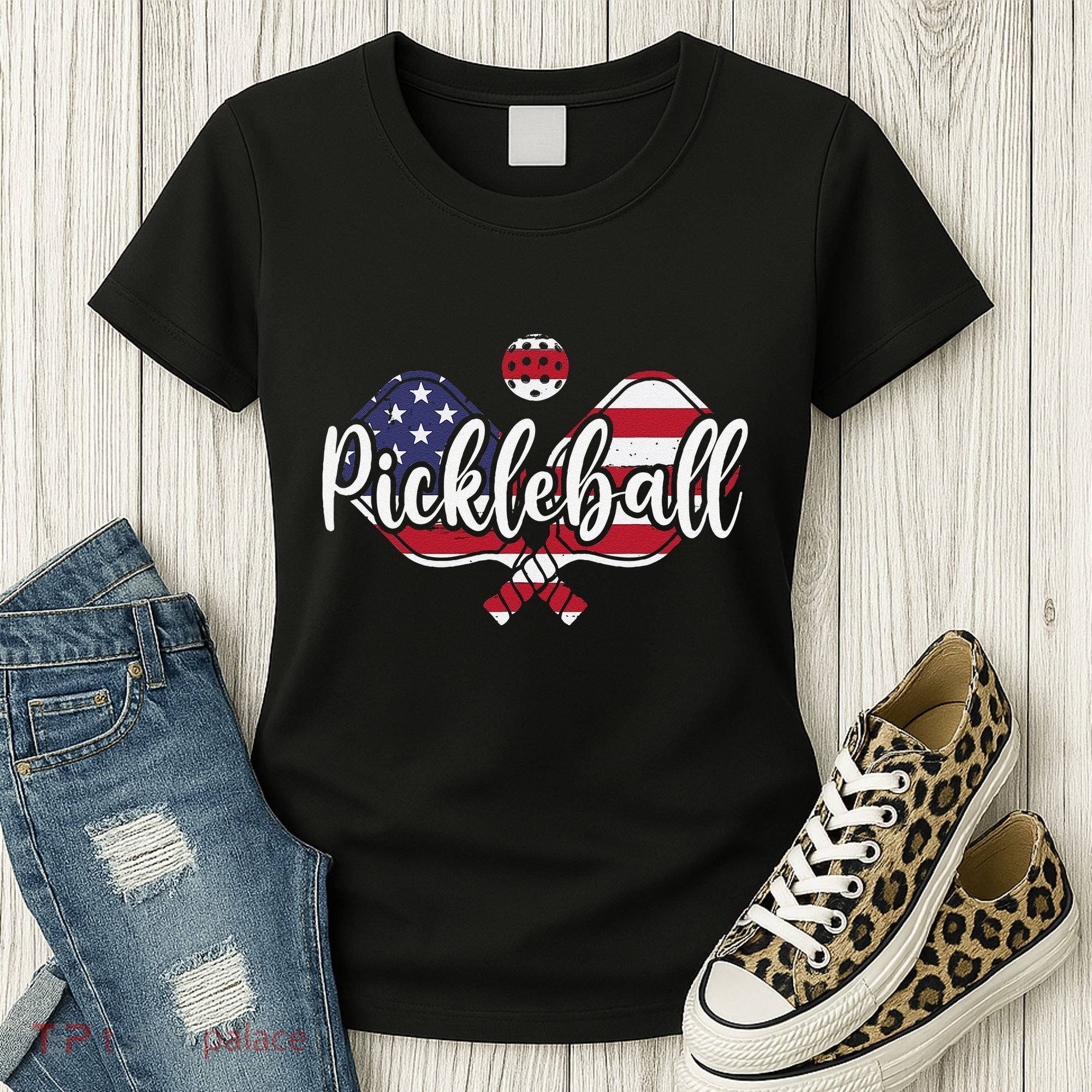 Funny Usa Pickleball Pickleball Player Paddleball Lover Women's T-Shirt