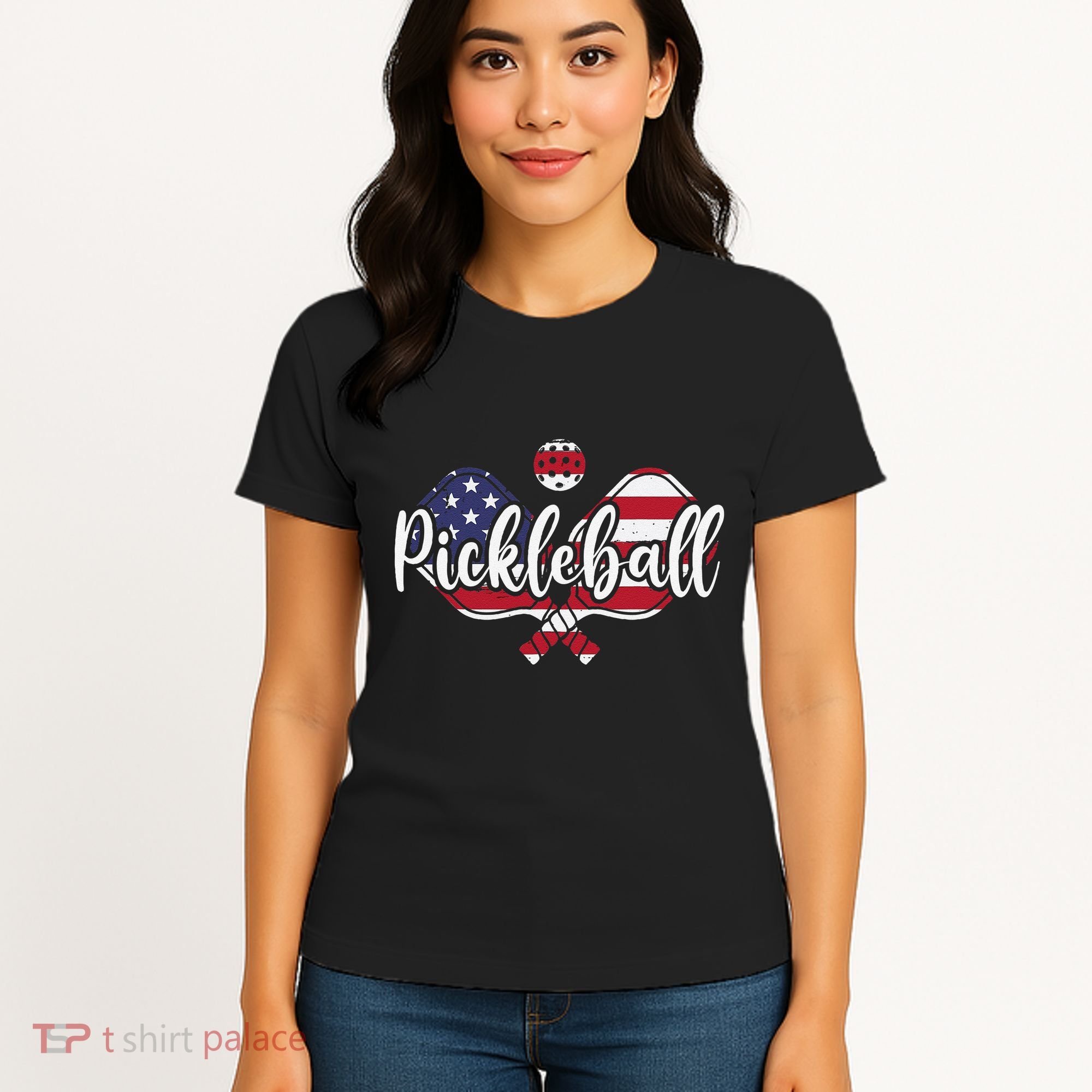 Funny Usa Pickleball Pickleball Player Paddleball Lover Women's T-Shirt