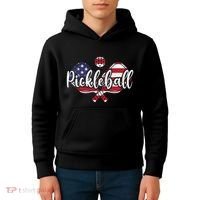 Funny Usa Pickleball Pickleball Player Paddleball Lover Kids Hoodie thumb 4