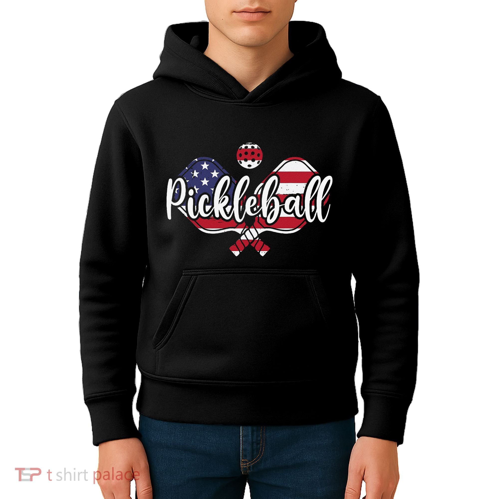 Funny Usa Pickleball Pickleball Player Paddleball Lover Kids Hoodie