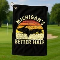 Funny Upper Peninsula Yooper Upper Michigan Golf Towel thumb 1