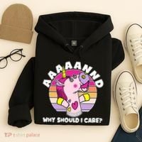 Funny Unicorn Puppet Aaaaand Why Should I Care Hoodie thumb 4
