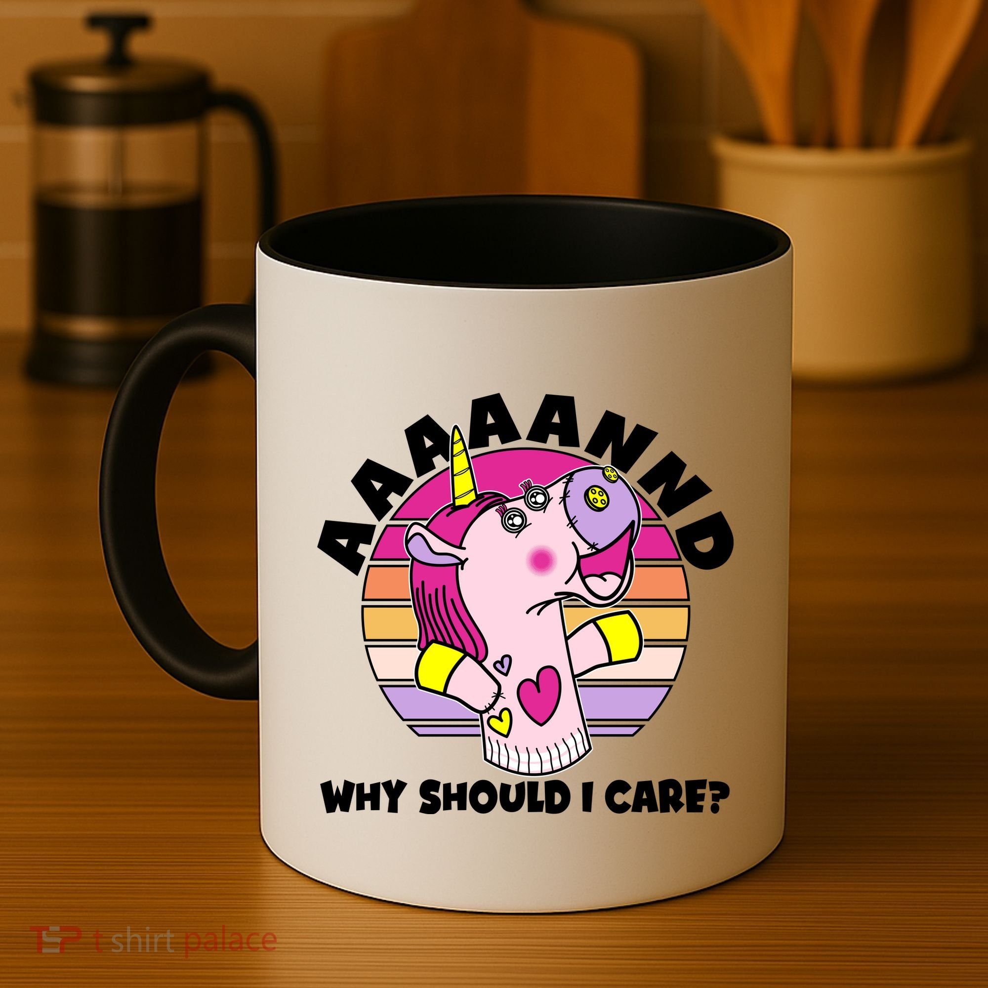 Funny Unicorn Puppet Aaaaand Why Should I Care Coffee Mug
