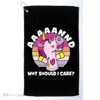 Funny Unicorn Puppet Aaaaand Why Should I Care Golf Towel thumb 0