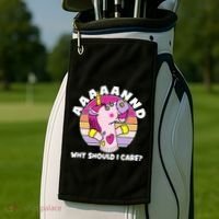 Funny Unicorn Puppet Aaaaand Why Should I Care Golf Towel thumb 2