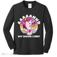 Funny Unicorn Puppet Aaaaand Why Should I Care Kids Long Sleeve Shirt thumb 0