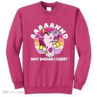 Funny Unicorn Puppet Aaaaand Why Should I Care Sweatshirt thumb 0