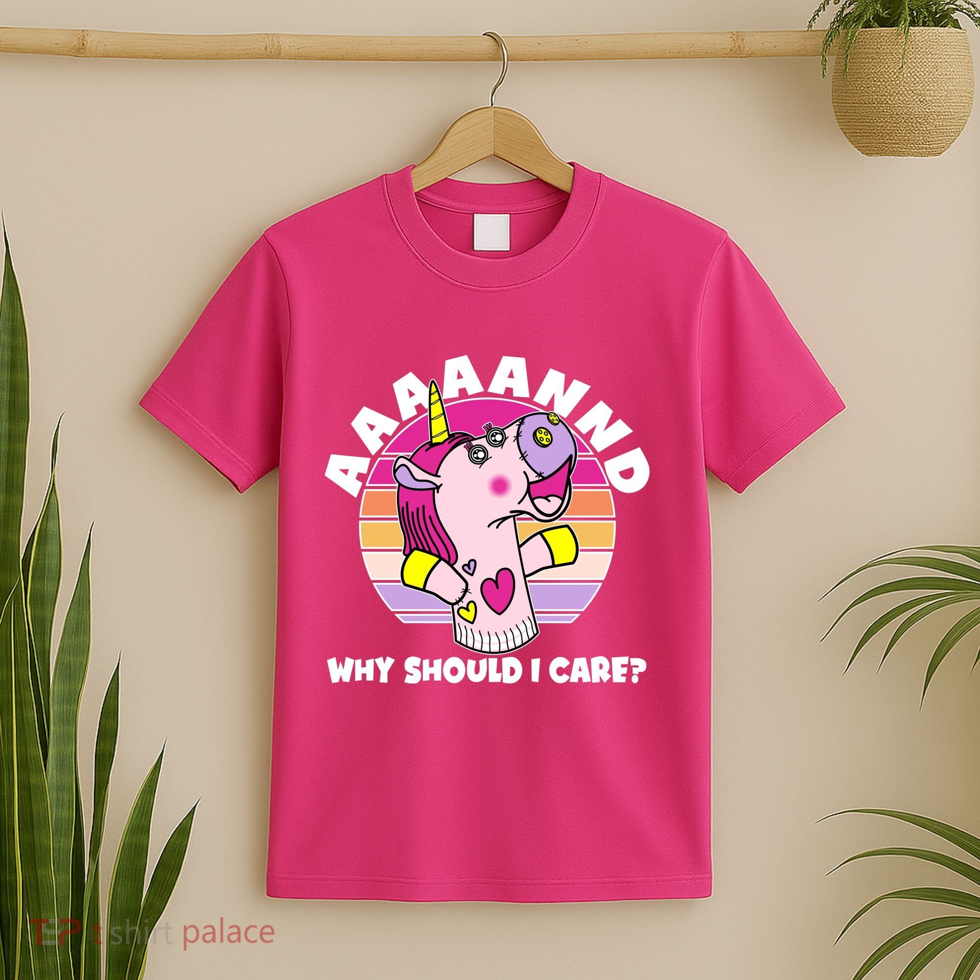 Funny Unicorn Puppet Aaaaand Why Should I Care T-Shirt