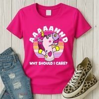 Funny Unicorn Puppet Aaaaand Why Should I Care Women's T-Shirt thumb 3