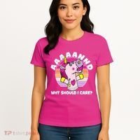 Funny Unicorn Puppet Aaaaand Why Should I Care Women's T-Shirt thumb 4