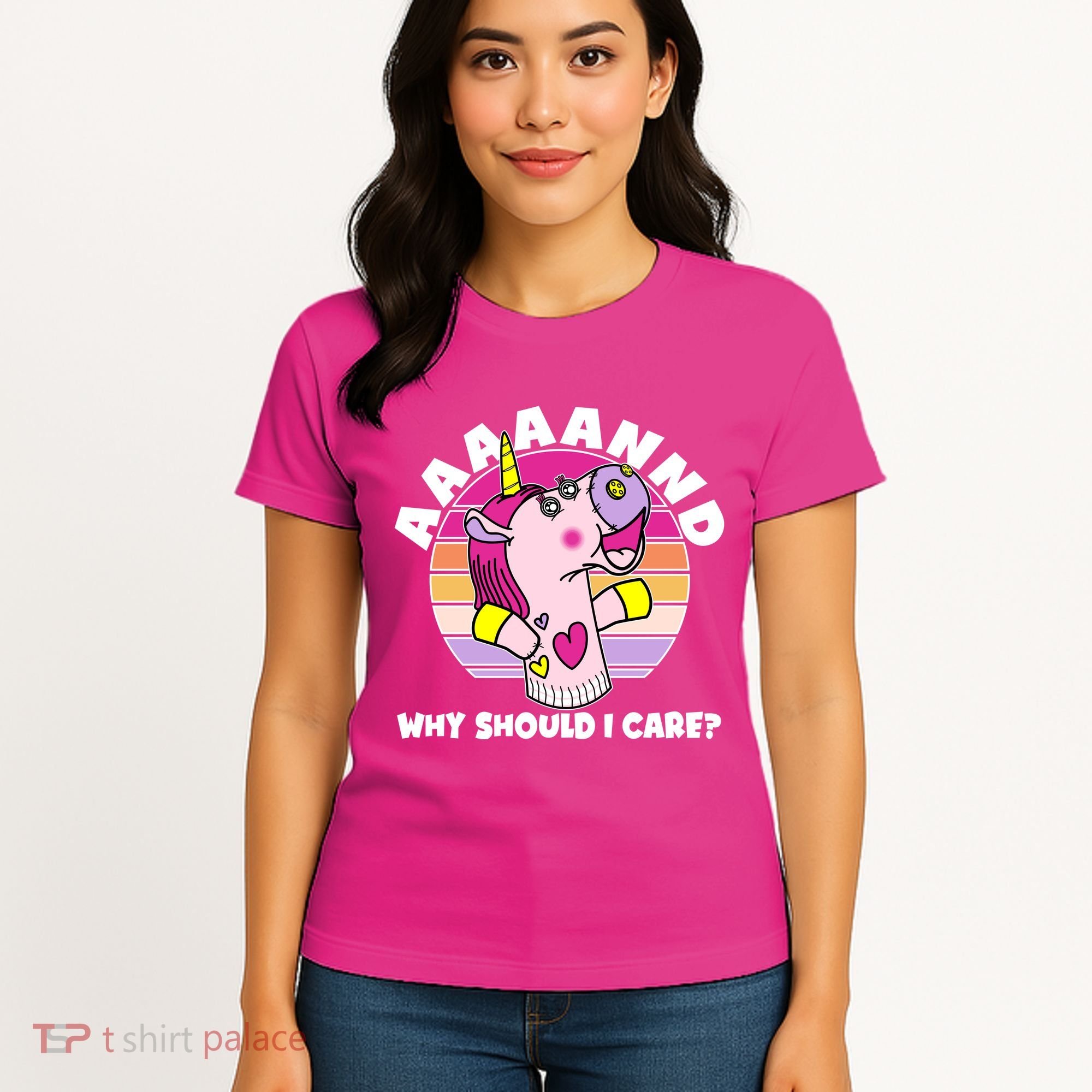 Funny Unicorn Puppet Aaaaand Why Should I Care Women's T-Shirt