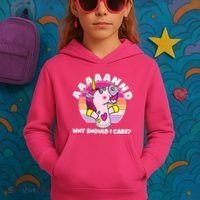 Funny Unicorn Puppet Aaaaand Why Should I Care Kids Hoodie thumb 3