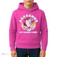 Funny Unicorn Puppet Aaaaand Why Should I Care Kids Hoodie thumb 4
