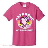 Funny Unicorn Puppet Aaaaand Why Should I Care Kids T-Shirt thumb 0