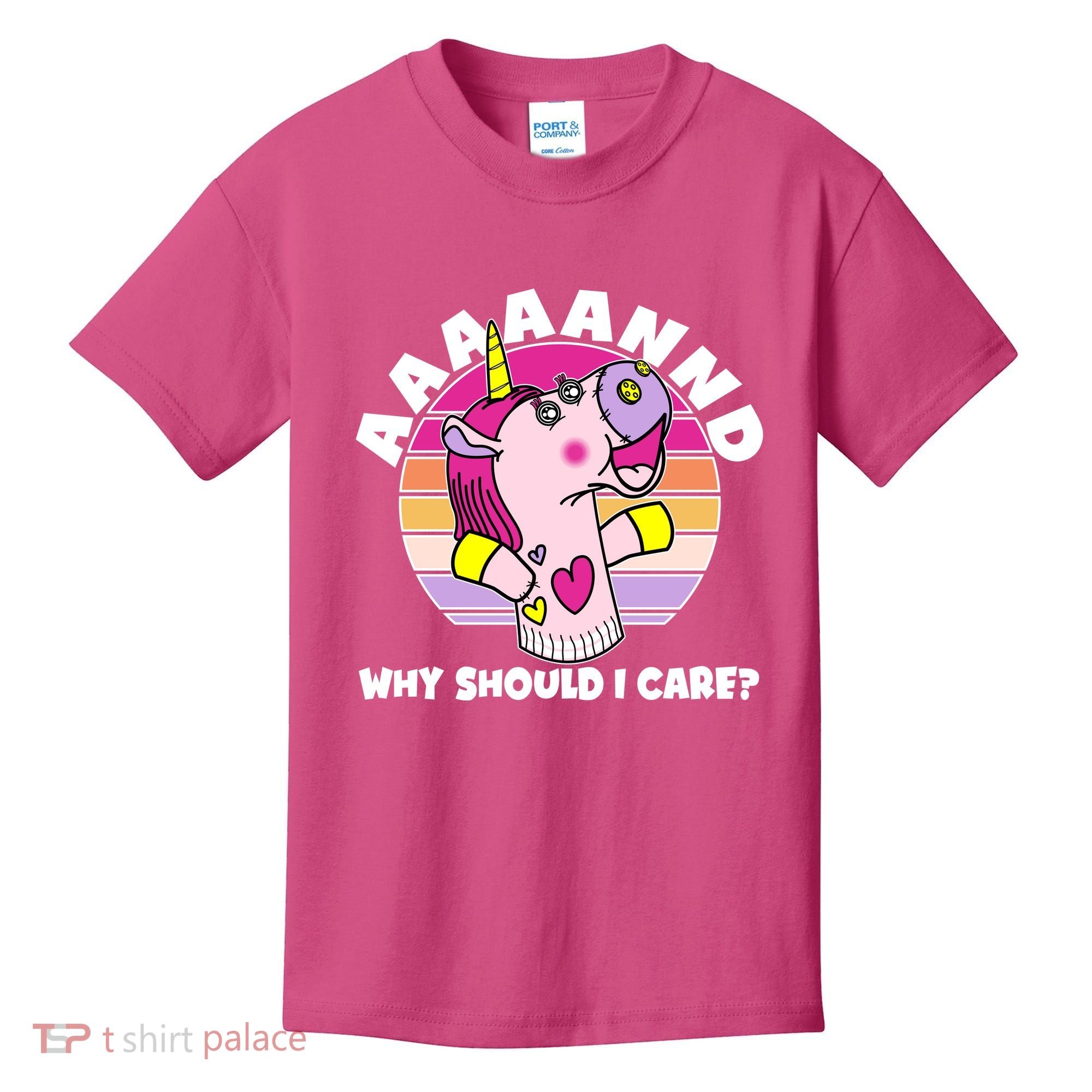 Funny Unicorn Puppet Aaaaand Why Should I Care Kids T-Shirt