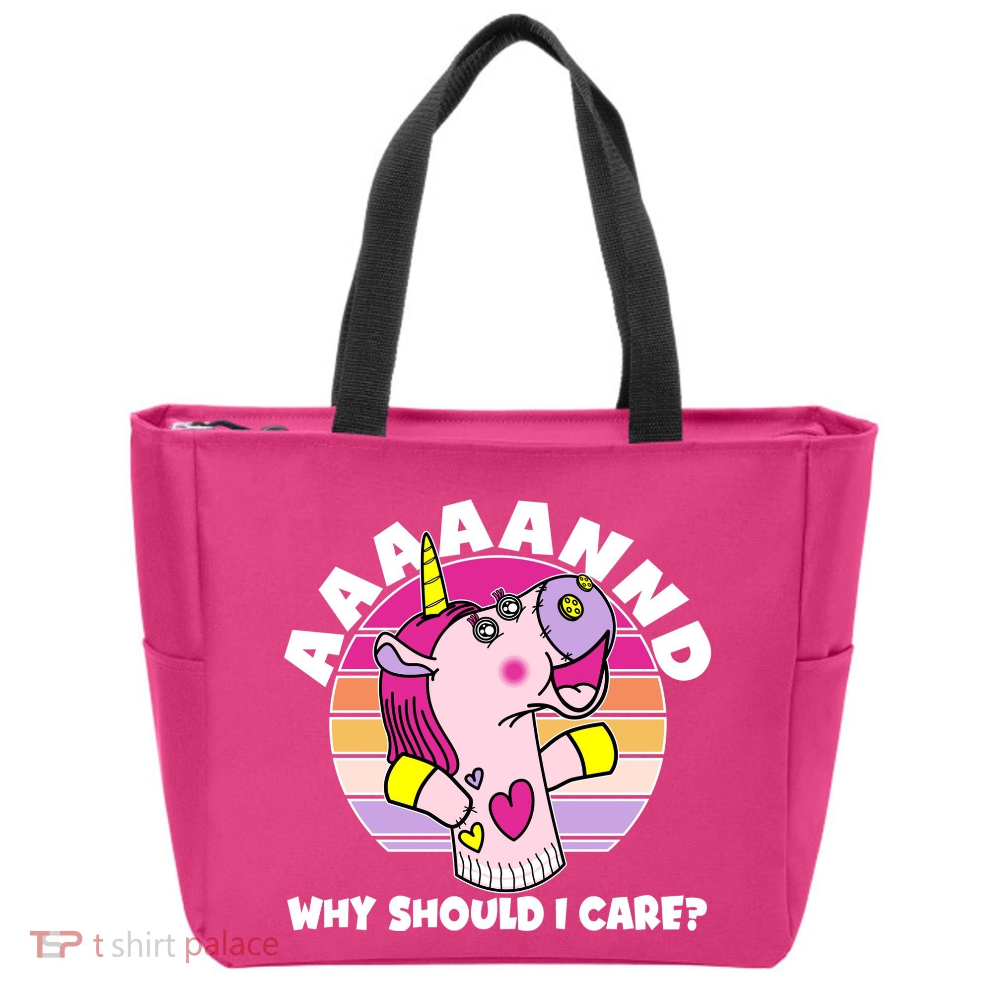 Funny Unicorn Puppet Aaaaand Why Should I Care Tote Bag