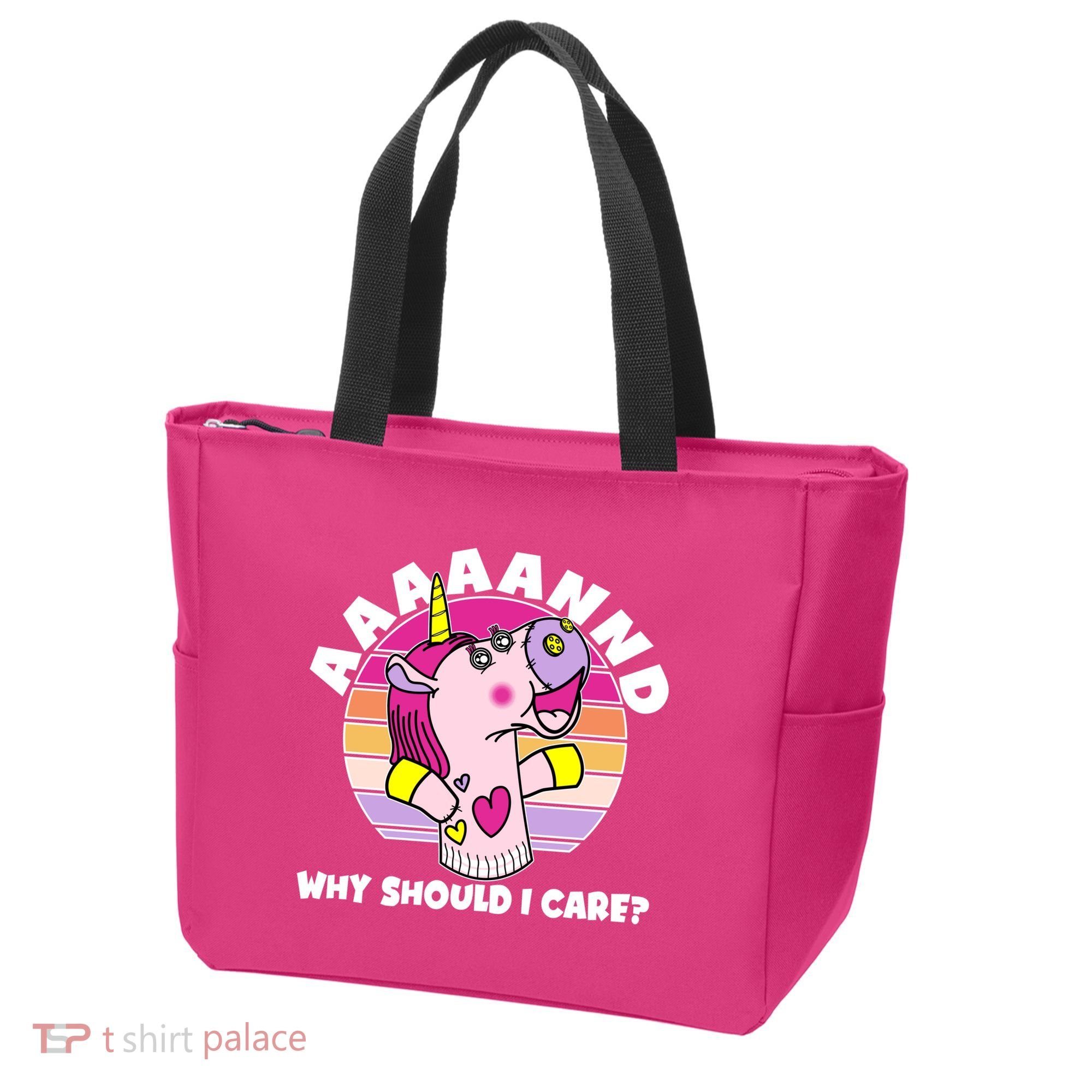 Funny Unicorn Puppet Aaaaand Why Should I Care Tote Bag