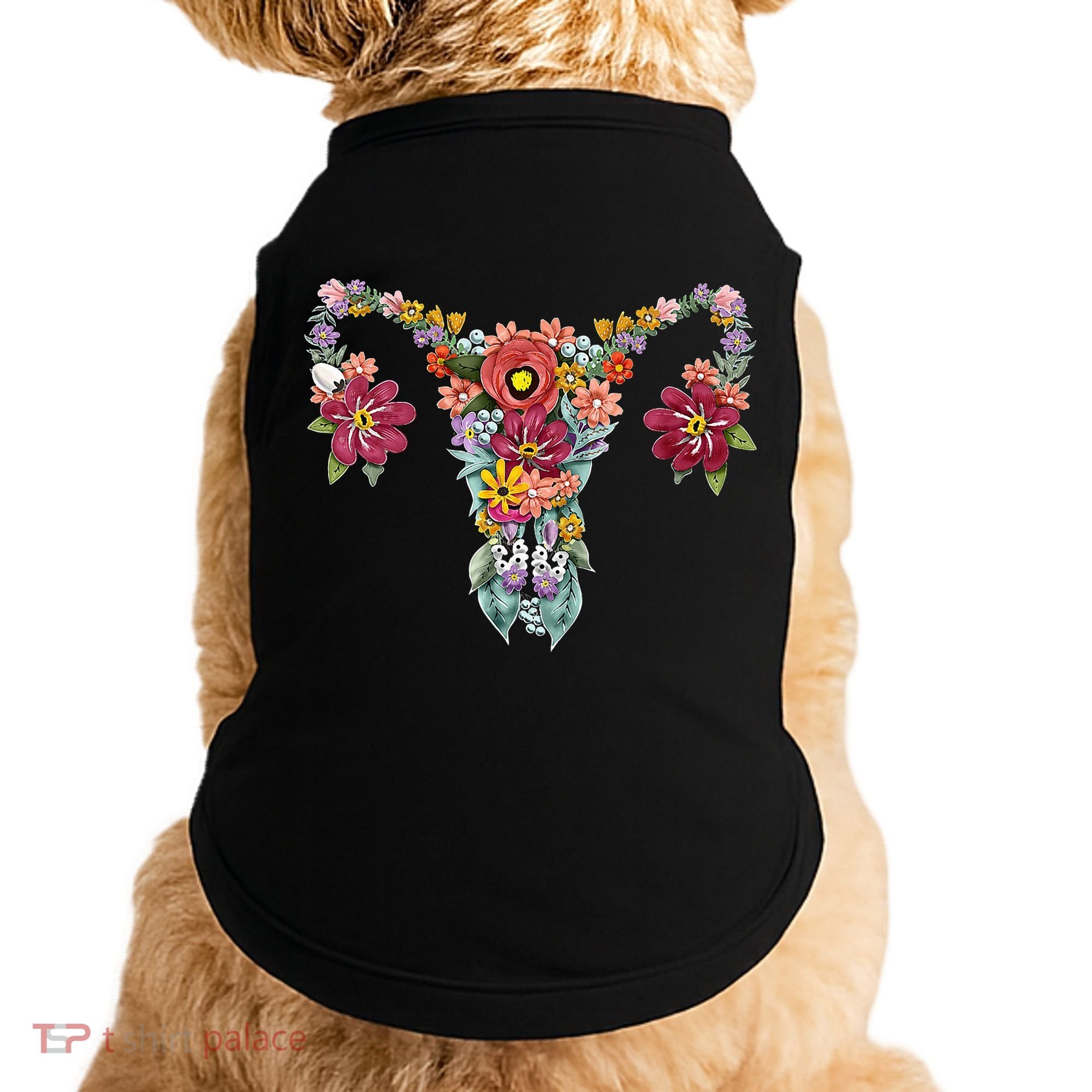 Floral Uterus Rights Feminist Doggie Tank
