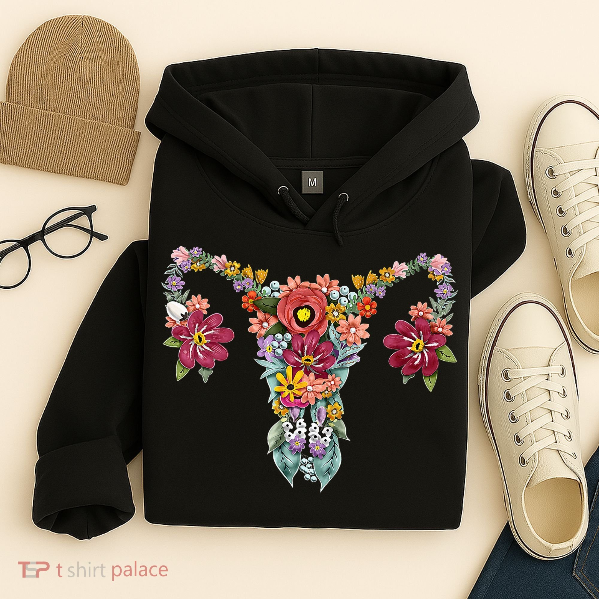 Floral Uterus Rights Feminist Hoodie