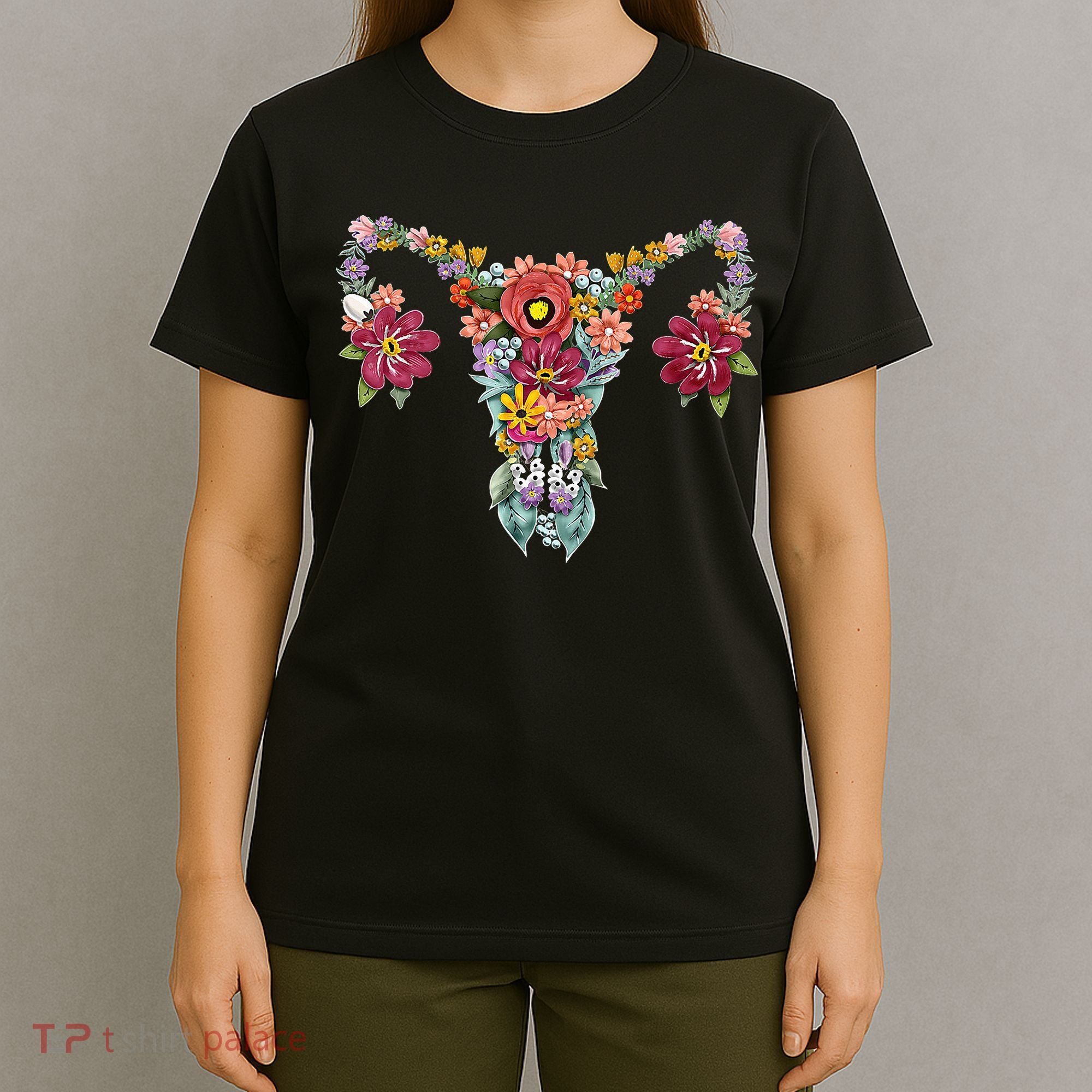 Floral Uterus Rights Feminist T-Shirt