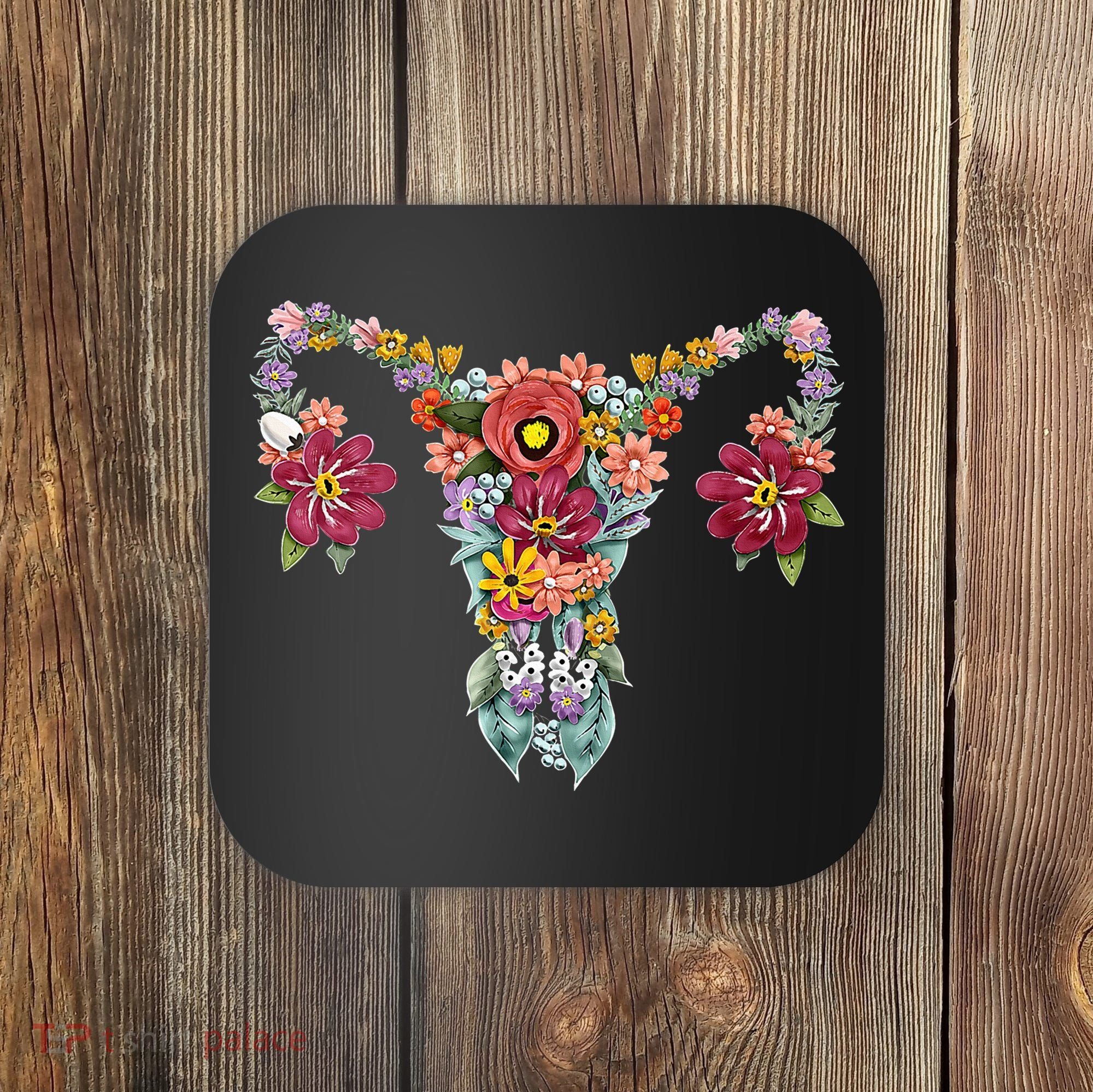 Floral Uterus Rights Feminist Coaster
