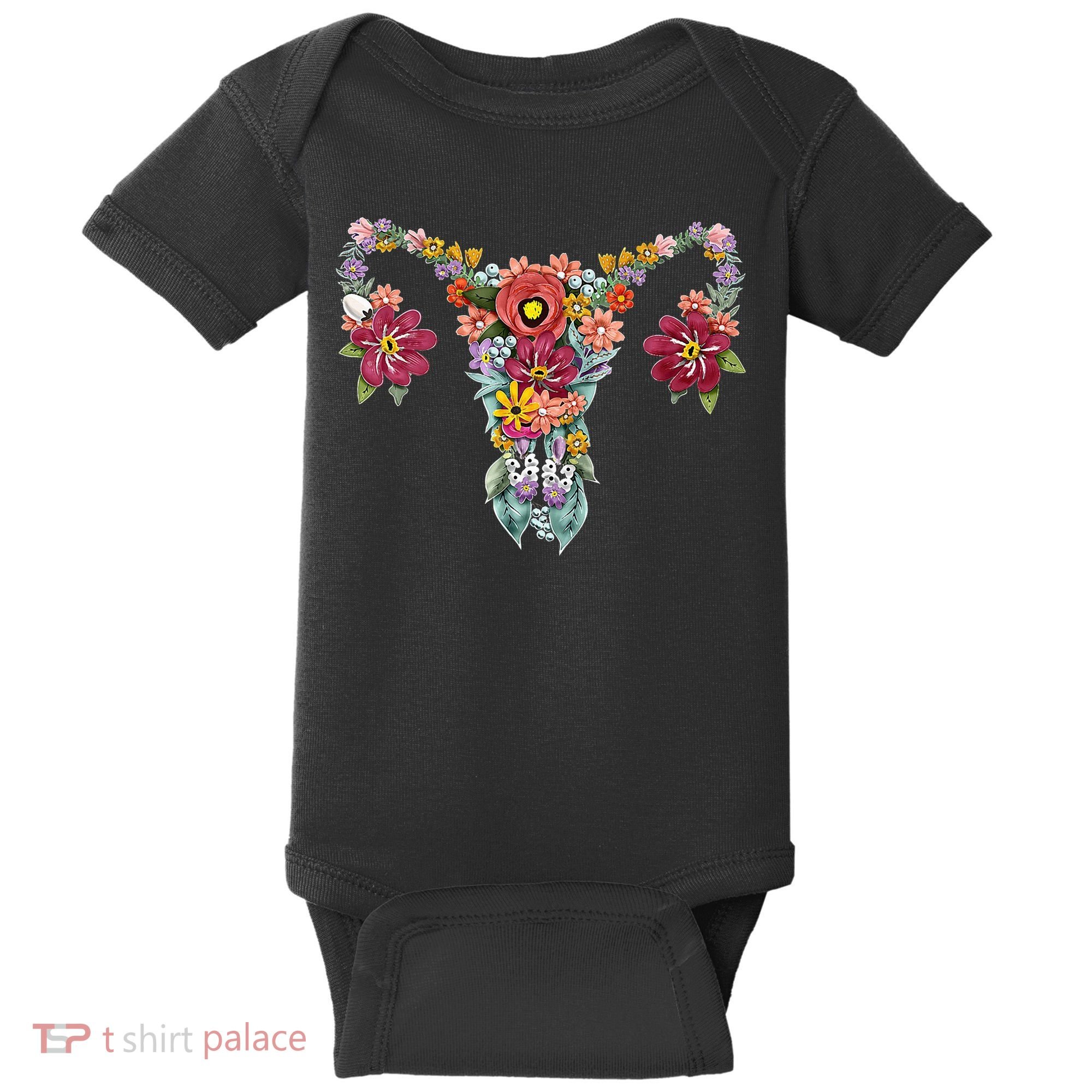 Floral Uterus Rights Feminist Baby Bodysuit