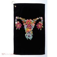 Floral Uterus Rights Feminist Golf Towel thumb 0