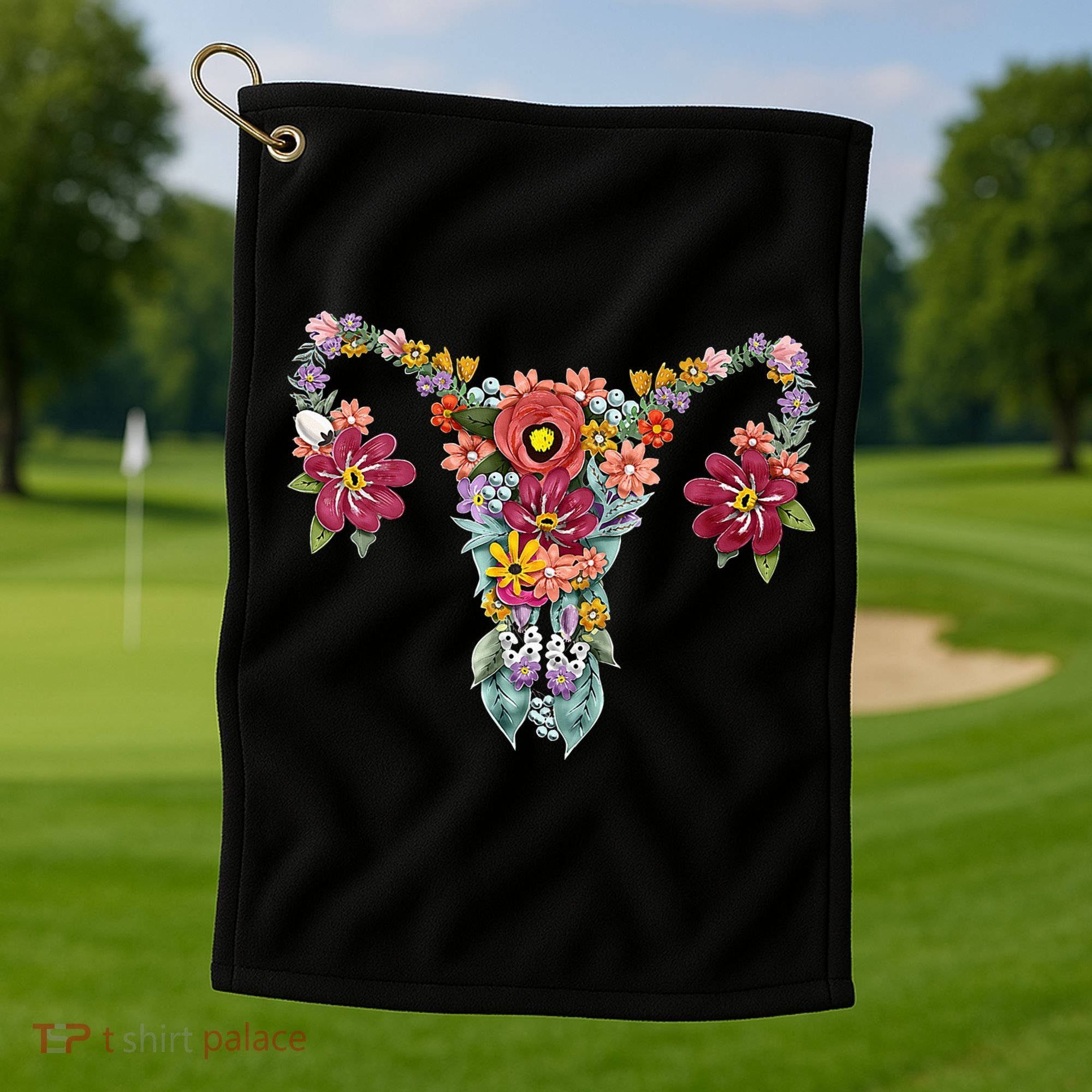 Floral Uterus Rights Feminist Golf Towel