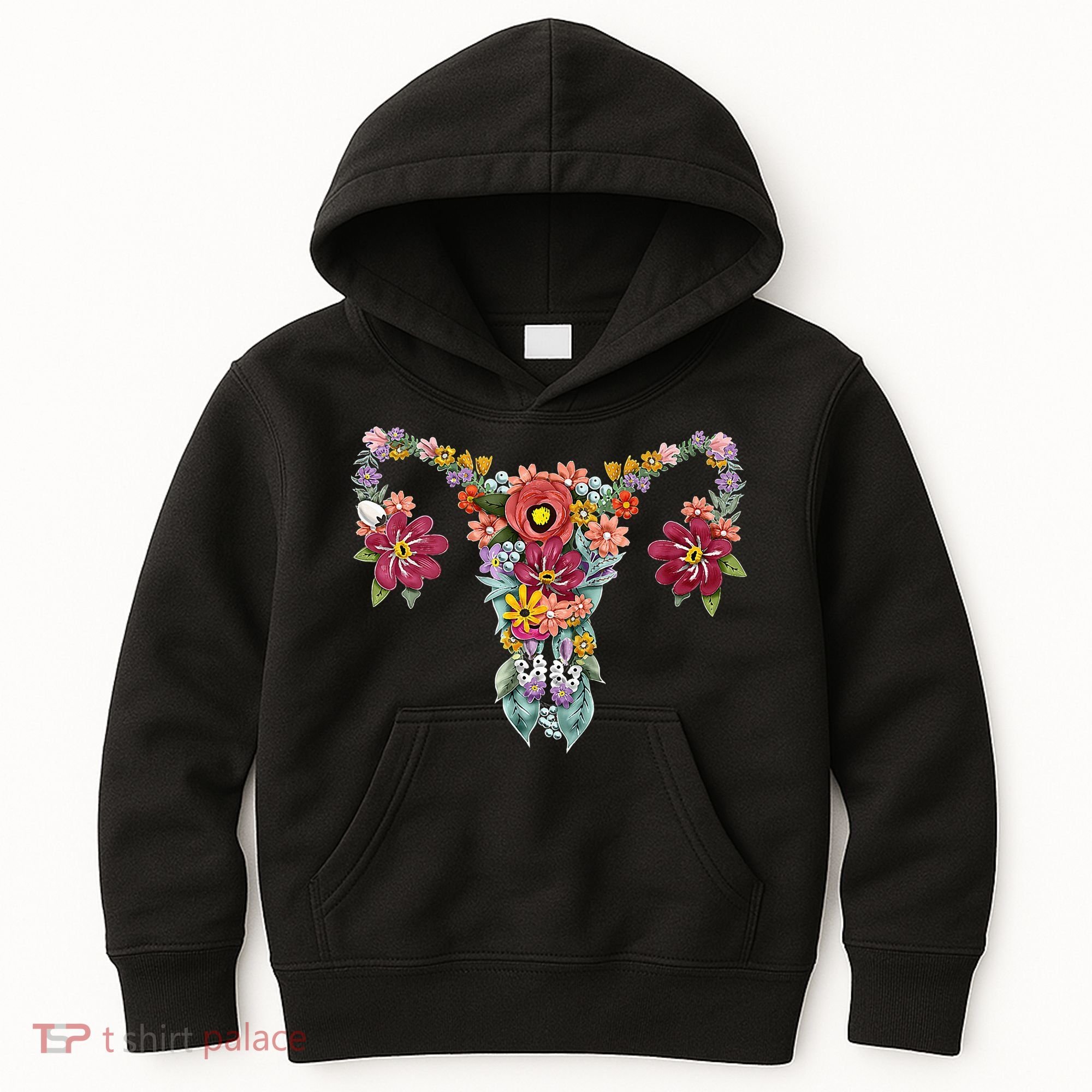 Floral Uterus Rights Feminist Kids Hoodie