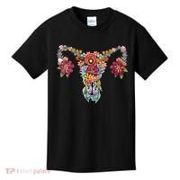 Floral Uterus Rights Feminist Kids T-Shirt thumb 0