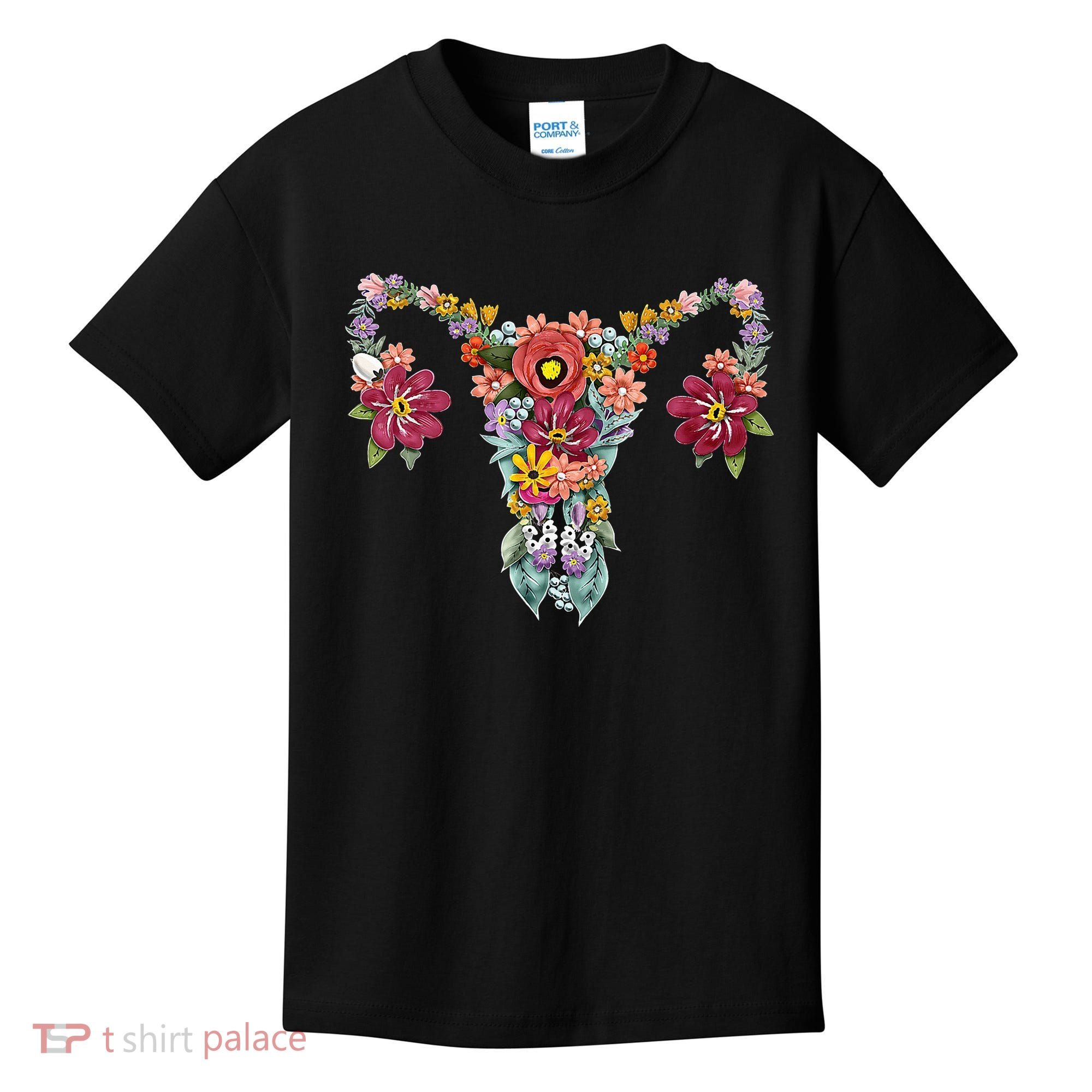Floral Uterus Rights Feminist Kids T-Shirt