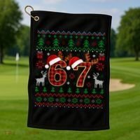 Funny Ugly Sweater 67 Christmas Golf Towel thumb 1
