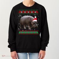 Funny Ugly Sweater Xmas Animals Christmas Hippo Lover Gift Women's Sweatshirt thumb 0
