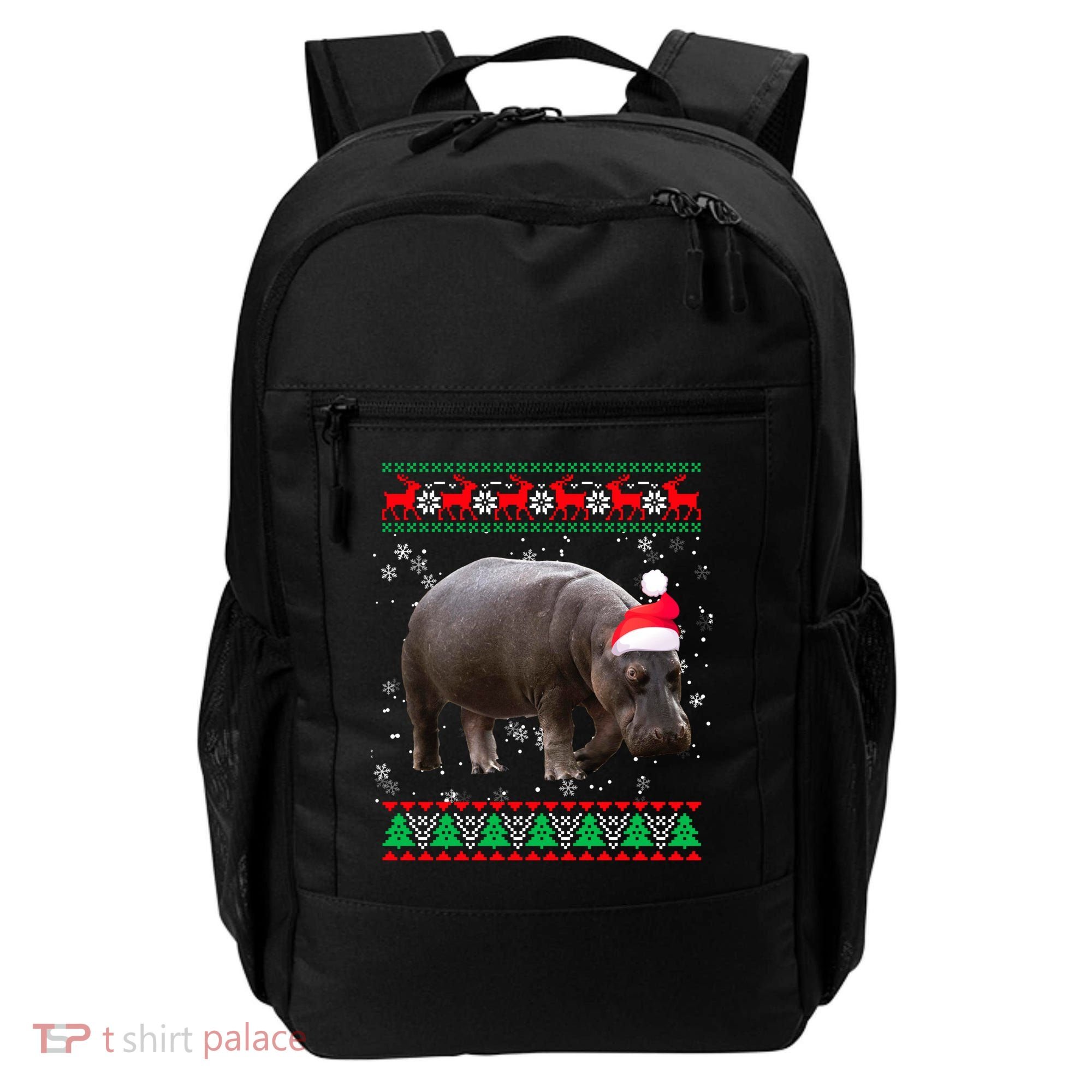 Funny Ugly Sweater Xmas Animals Christmas Hippo Lover Gift Backpack